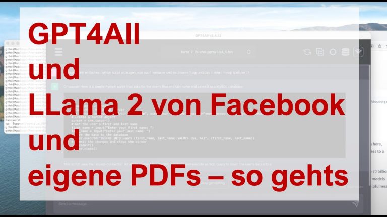 GPT4All mit Llama 2 von meta / Facebook und eigenen PDFs