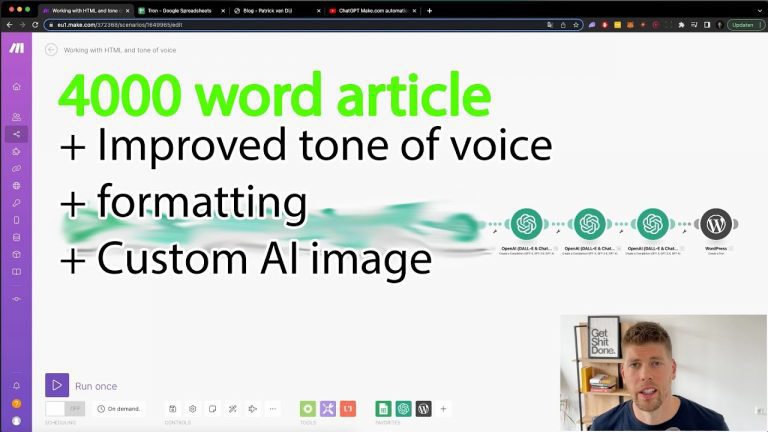 Update on ChatGPT Make.com automation. Write 4000 word articles on auto-pilot.