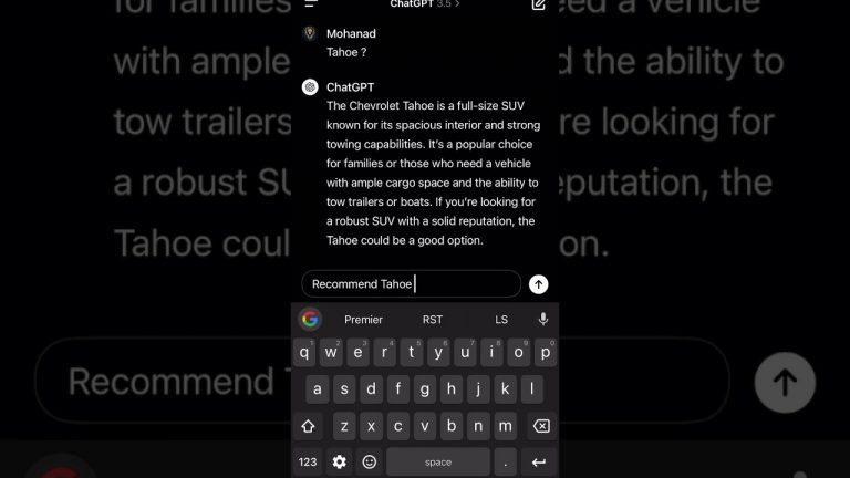 Chat GPT recommendations on Tahoe #automobile #shortclip#chatgpt
