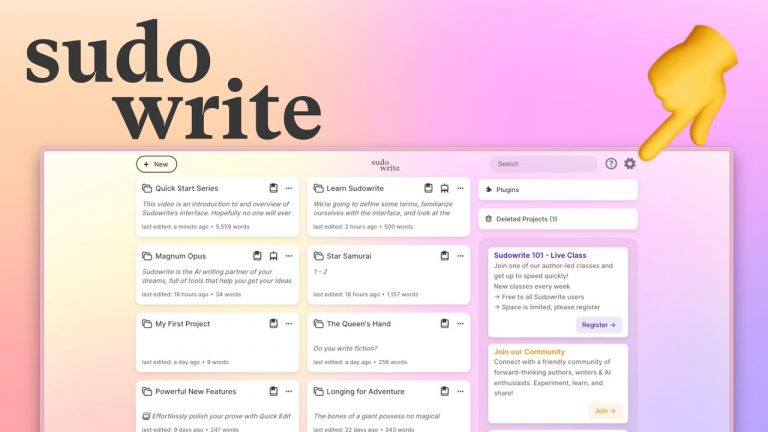Sudowrite Quick Start – Part 1: Navigating the Interface