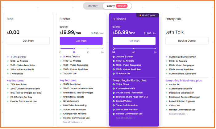 VidNoz Pricing