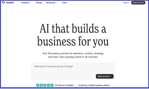 Durable AI Website Bulder
